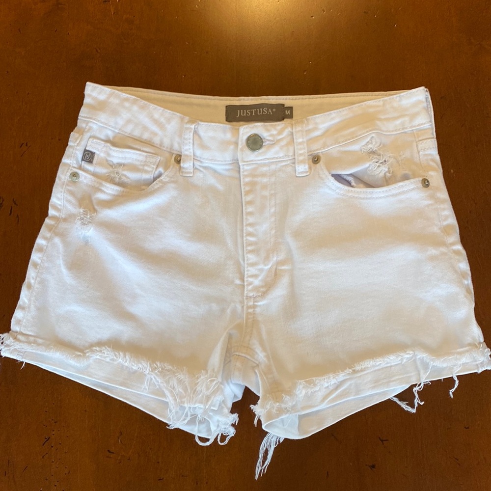 Just USA white denim frayed shorts size medium